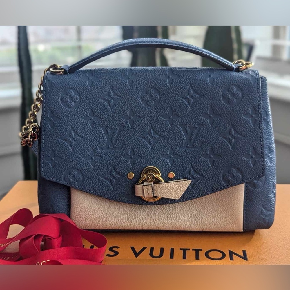 Authentic Louis Vuitton Blanche Handbag Monogram Empreinte Leather BB